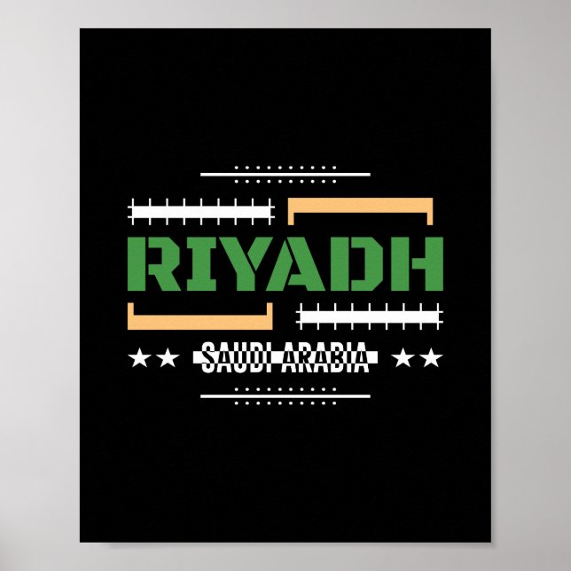 Affiche Riyad Arabie Saoudite Typographie Moderne Concepti (Devant)