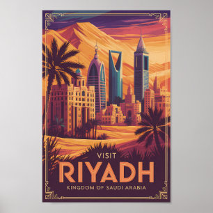 Affiche Riyadh Arabie Saoudite Illustration Désert Art de
