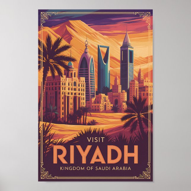Affiche Riyadh Arabie Saoudite Illustration Désert Art de  (Devant)