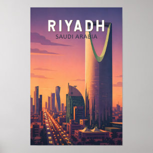Affiche Riyadh Arabie saoudite Illustration Voyage Art Rét