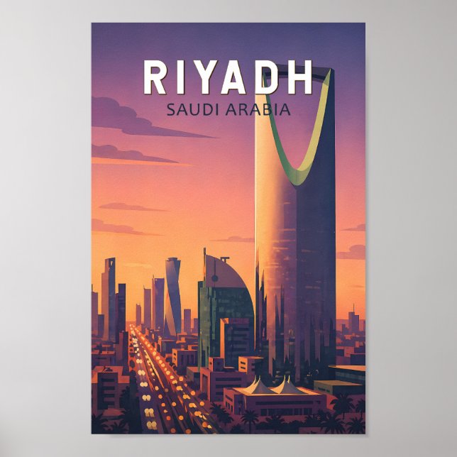 Affiche Riyadh Arabie saoudite Illustration Voyage Art Rét (Devant)