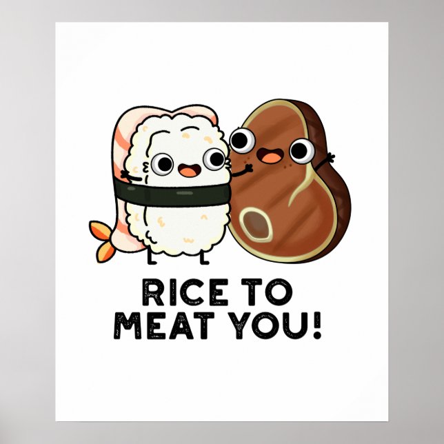 Affiche Riz À La Viande Vous Drôle Sushi Steak Pun (Devant)