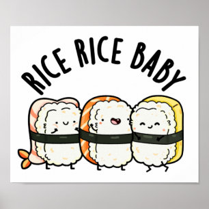 Affiche Riz Bébé Funny Sushi Alimentation Pun