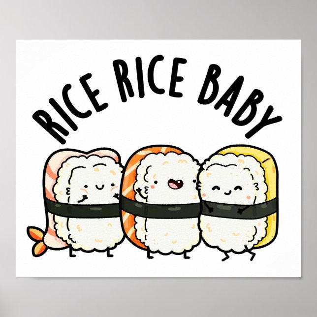 Affiche Riz Bébé Funny Sushi Alimentation Pun (Devant)