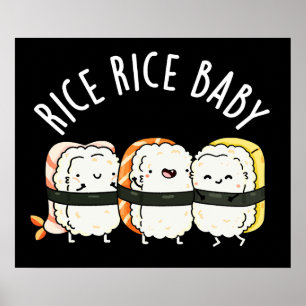 Affiche Riz Bébé Funny Sushi Pun Dark BG