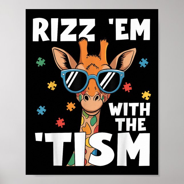 Affiche Rizz Em Avec Le Tisme Autisme Giraffe Autisme Drôl (Devant)