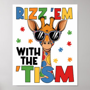 Affiche Rizz Em Avec Tism Autistic Giraffe Autism Awar