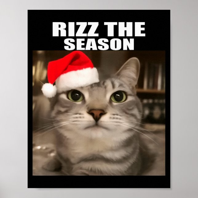 Affiche Rizz la saison drôles de pyjamas de Noël chat mème (Devant)