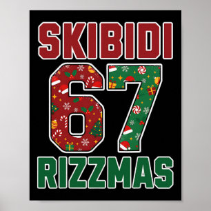 Affiche Rizz Noël 67 Drôle Xmas Gen Alpha Skibidi Riz