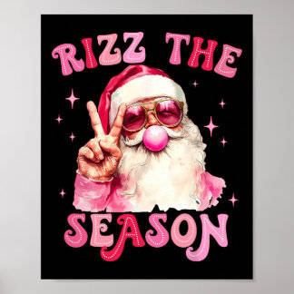 Affiche Rizz Saison Père Noël Pink Bubble Gum Rizzmas Chri