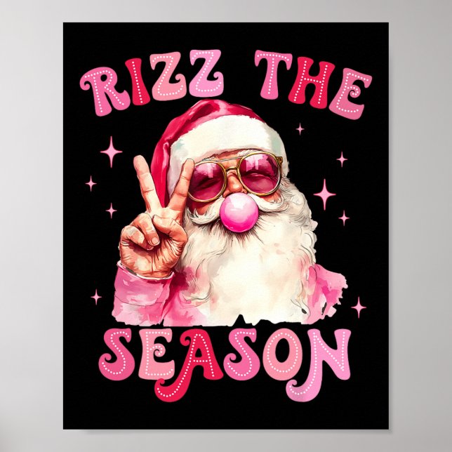 Affiche Rizz Saison Père Noël Pink Bubble Gum Rizzmas Chri (Devant)