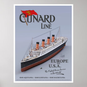 Affiche RMS Aquitania - Cunard Line