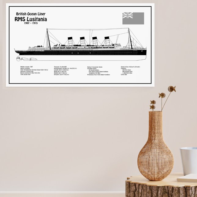 Affiche RMS Lusitania - Plan directeur des navires BD (Créateur téléchargé)
