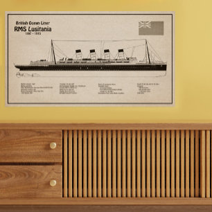 Affiche RMS Lusitania - Plan directeur des navires SD
