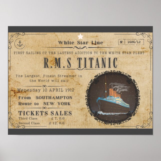 AFFICHE RMS TITANIC BOARING PUBLICATION (Devant)