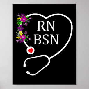 Affiche Rn Bsn Infirmière Infirmière Infirmière Florale St
