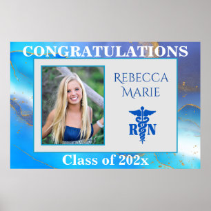 Affiche RN Graduation Photo Blue Purple Gold