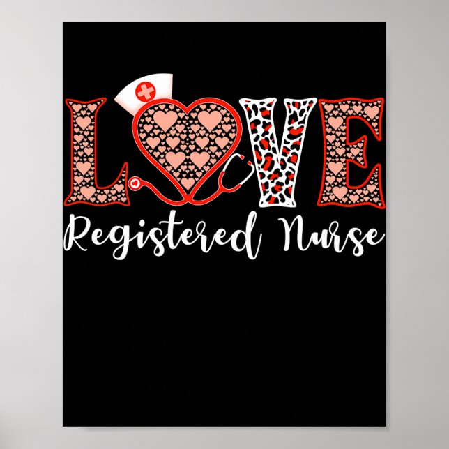 Affiche RN Infirmière inscrite Love Heart Stethoscope Pour (Devant)
