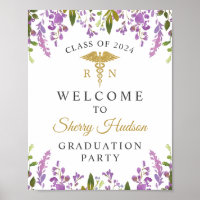 RN Nursing Graduation Purple Floral Welcome