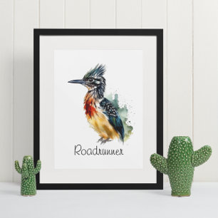 Affiche Roadrunner coloré en aquarelle, personnalisable