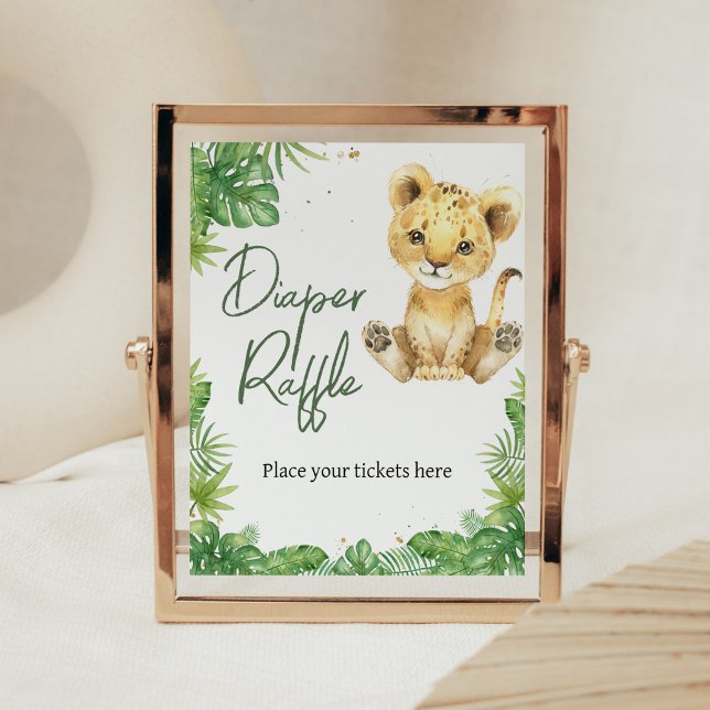 Affiche Roaring avec Baby shower de Lion Déchets Raffin (Roaring with Excitement Lion Baby Shower Diaper Raffle Sign
)