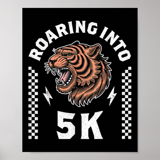 Affiche Roaring Into 5k Tiger Back To School Kid Im Ready  (Devant)