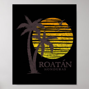 Affiche Roatan Honduras Plage Colorée Coucher de Soleil Ga