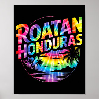 Affiche Roatan Honduras Rétro Teinture Tropicale Vacances