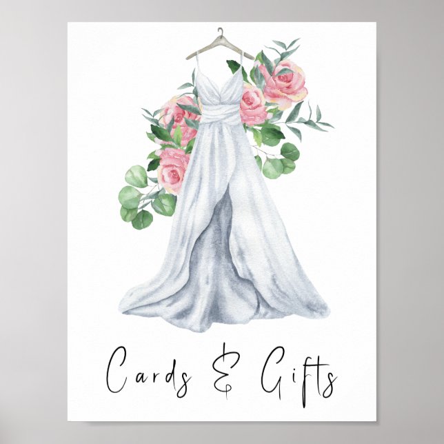 Affiche Robe aquarelle avec fleurs - cartes et cadeaux (Devant)