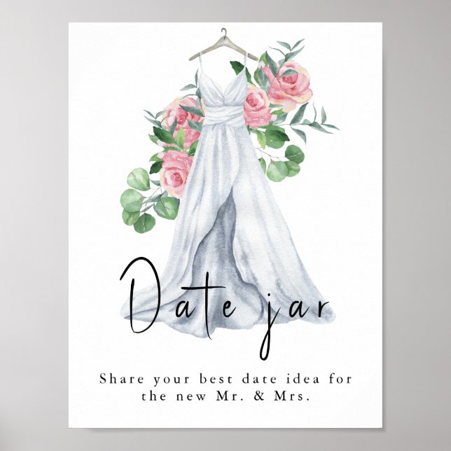 Affiche Robe aquarelle avec fleurs - idées pour une soirée (Devant)