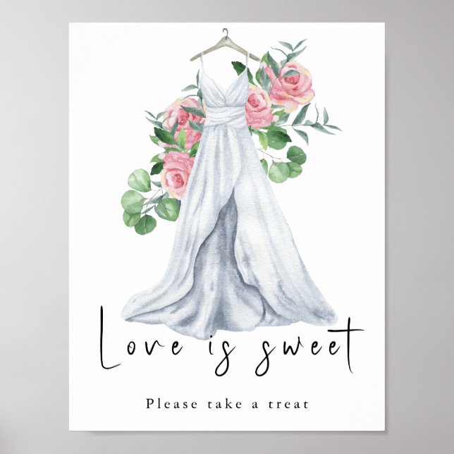 Affiche Robe aquarelle avec fleurs - l'amour est doux (Devant)
