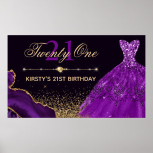 Affiche Robe aquarelle violette pour 21e anniversaire agat