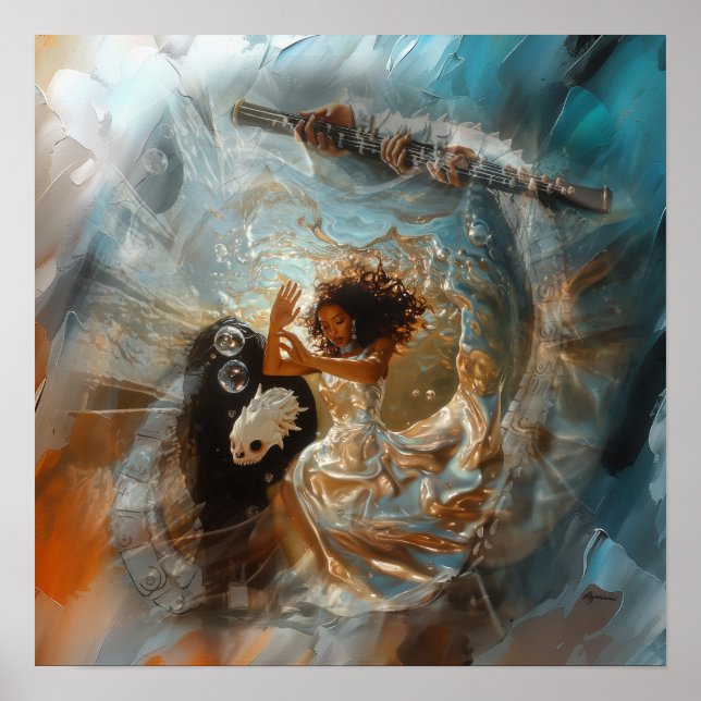 Affiche Robe Argent Prêtesse Witchy AI Art Matte Value (Devant)