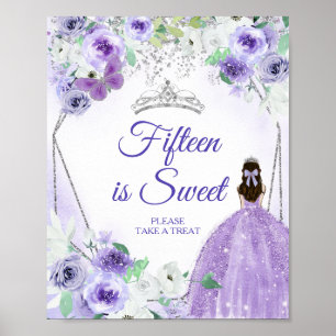 Affiche Robe Argent & Violet Quinceañera Treat Favoriser