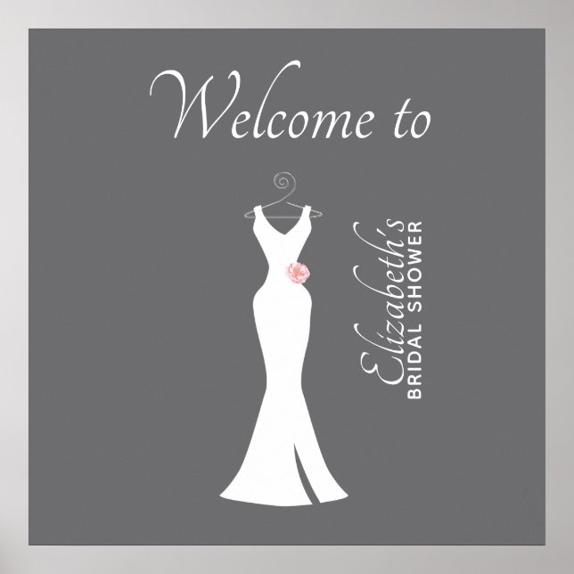 Affiche Robe blanche élégante sur gris - Mariage élégant (Devant)