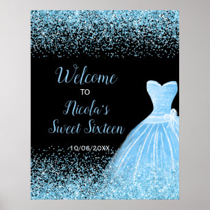 Affiche Robe bleu clair Faux Parties scintillant Sweet 16 