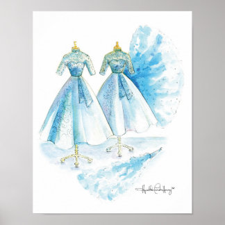 Affiche Robe bleu Soeurs 11x14 par Heather French Henry
