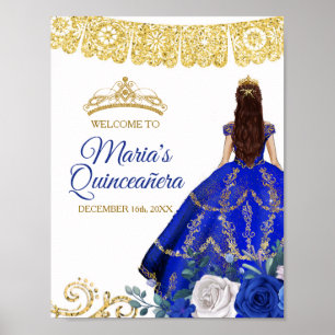 Affiche Robe Bleue Royale Quinceañera Couronne Anniversair