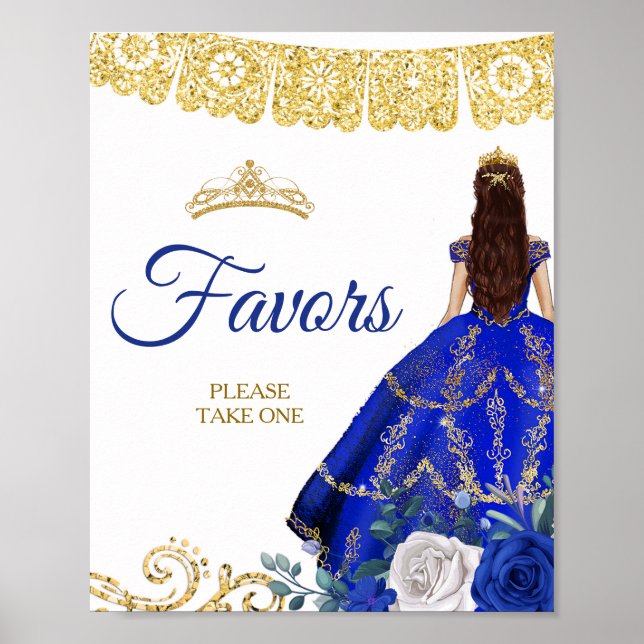 Affiche Robe Bleue Royale Robe Florale Quinceañera Favore (Devant)