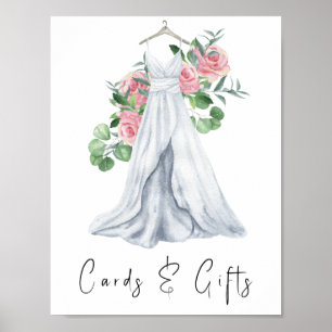 Affiche Robe d'aquarelle avec fleurs - cartes et cadeaux