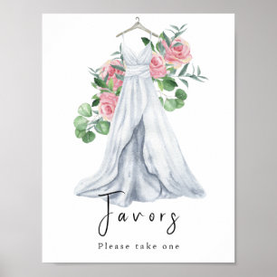 Affiche Robe d'aquarelle avec fleurs - faveurs