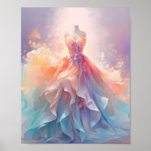 Affiche Robe de couture pastel rêveuse Art