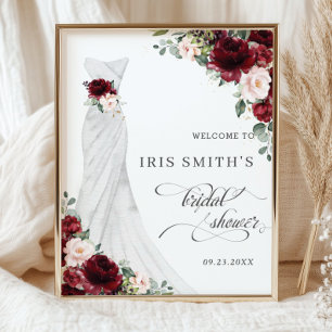 Affiche Robe de mariée florale Burgundy Blush pour la douc