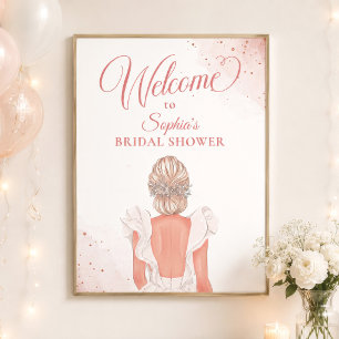 Affiche Robe de mariée rose poudrée Bienvenue à la soirée 