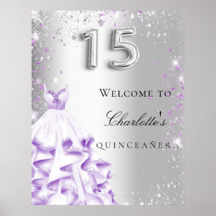 Affiche Robe de parties scintillant violet argent Quincean