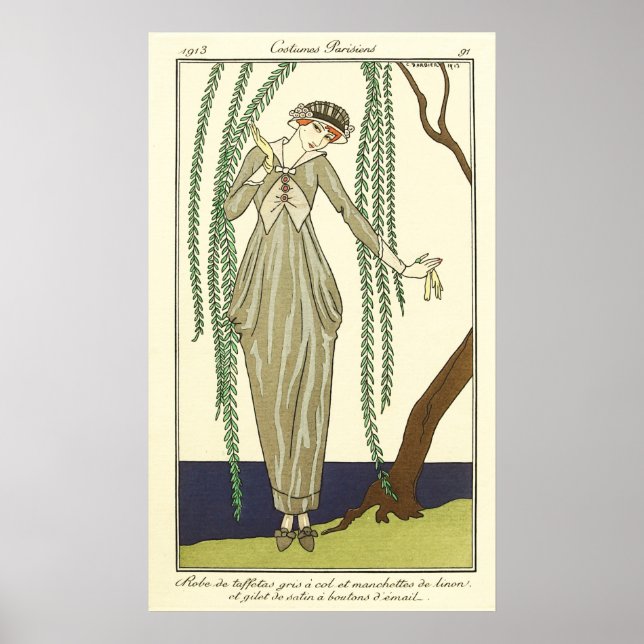 Affiche Robe de taffetas gris, par George Barbier (Devant)