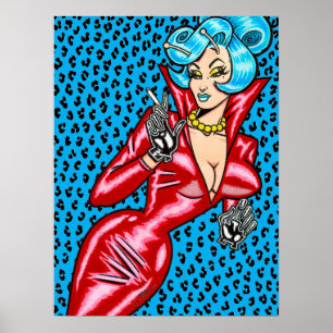 Affiche Robe en vinyle rouge Vana DeVinyl™/Affiche Léopard
