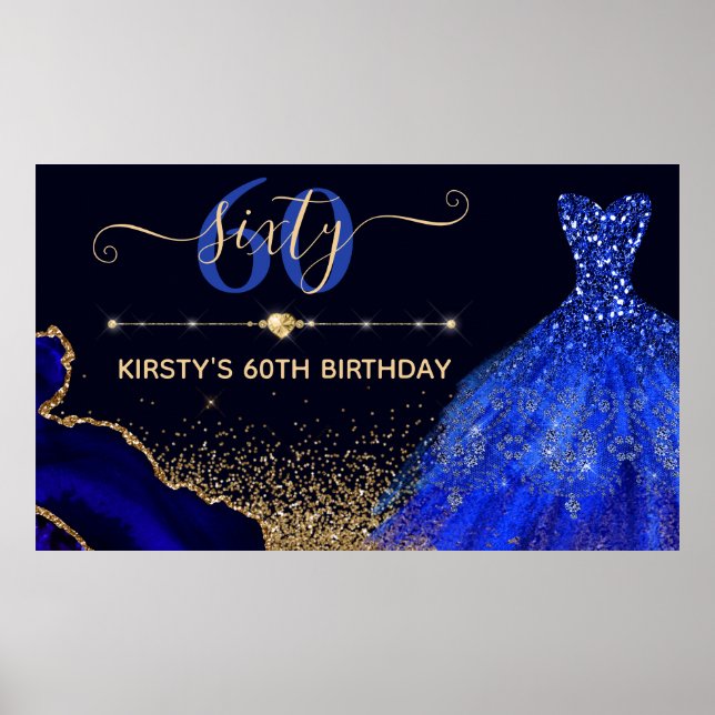 Affiche Robe et agneau bleu Aquarelle Anniversaire (Devant)