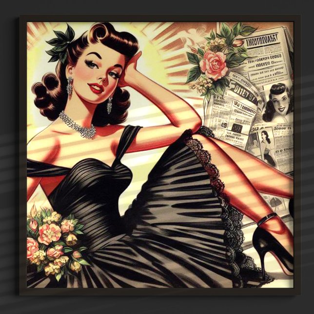 Affiche Robe noire mignonne Pin-up (Créateur téléchargé)