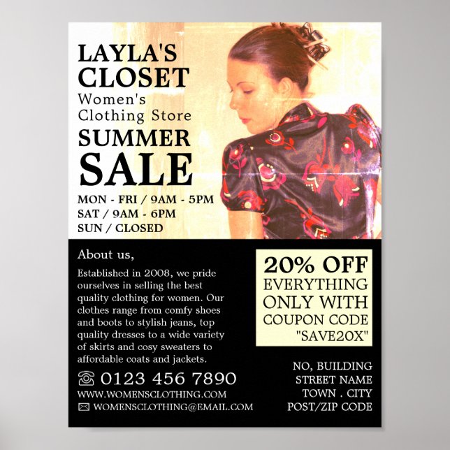 Affiche Robe orientale, Vêtements pour femmes publicité (Devant)